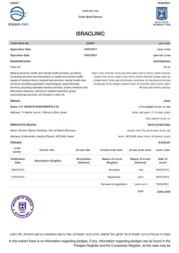 IsraClinic trade Mark 239267